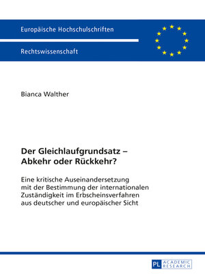 cover image of Der Gleichlaufgrundsatz – Abkehr oder Rueckkehr?